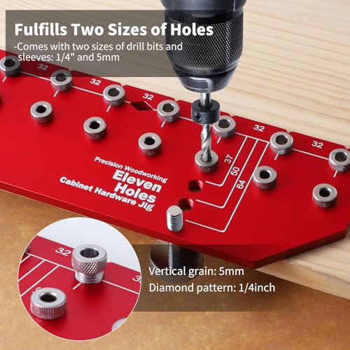 RUITOOL Shelf Pin Jig, 11-Hole Aluminum Shelf Hole Jig with Built-in Clamp - style: 11 Holes