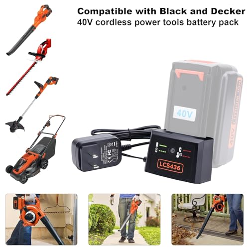 40V Battery Charger LCS436 Compatible with Black and Decker 36V and 40V Max Lithium Battery, Compatible with Black & Decker 40 Volt Charger for LBX2040 LBX1540 LBX2540 LBXR36 LBXR2036