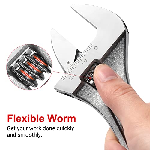 Jetech 6 Inch Adjustable Wrench with Softgrip Handle, Professional Shifter Spanner, Wide Caliber Opening, Chrome Vanadium Steel, Rust-Resistant Finish - size: 6 Inch