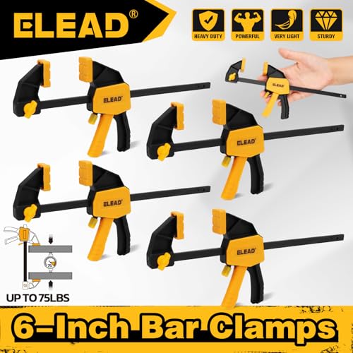 6" Mini Bar Clamps for Woodworking, 4-Piece One-Handed F Clamp/Spreader, 75LBS Load Limit Wood Clamp, Quick Release Grip Clamps for Table Wood Working, Light-duty Tools - style: 4-Piece 75lbs