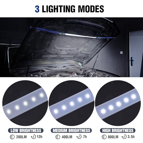 WORKPRO Rechargeable Underhood Work Light, 25" Foldable Magnetic Light Bar