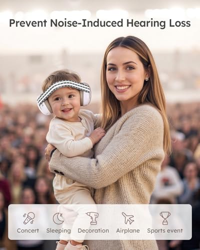 Yoofoss Baby Ear Muffs Noise Protection for Infants Up to 36 Months - Noise Cancelling Headphones for Ear Protection - color: Black