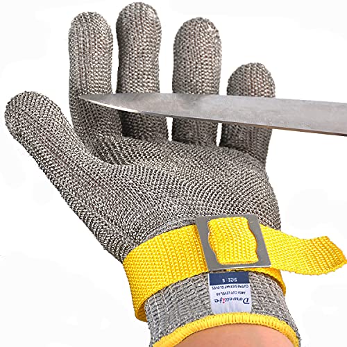Dowellife ANSI A9 Cut Resistant Glove Food Grade, Stainless Steel Mesh Metal Knife Cutting Glove for Butcher Meat Cutting Oyster Shucking Kitchen Mandoline Chef Slicing Fish Fillet (X-Large) - size: X-Large (Pack of 1)