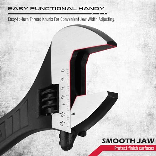 Adjustable Wrench Set Wrenches Sets: 4-Piece 6, 8, 10, 12 Inch Chrome Vanadium Steel Corrosion-Resistant Black Oxide Finish for Automotive Plumbing and Household Repairs - size: 4 PCS Professional Set (6",8",10",12")