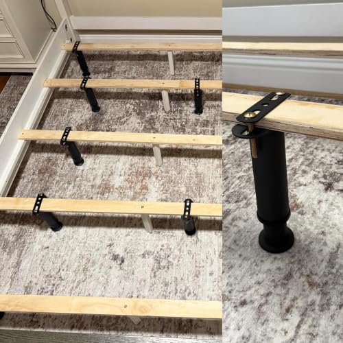 Wlrrcwdttc 4 Pcs Adjustable Height Bed Support Legs 7.08-13 inch, Bed Frame Center Support Legs for Bed Frame/Bed Center Slat/Furniture, Heavy Duty Metal Bed Replacement Legs Bed Slats Support Legs
