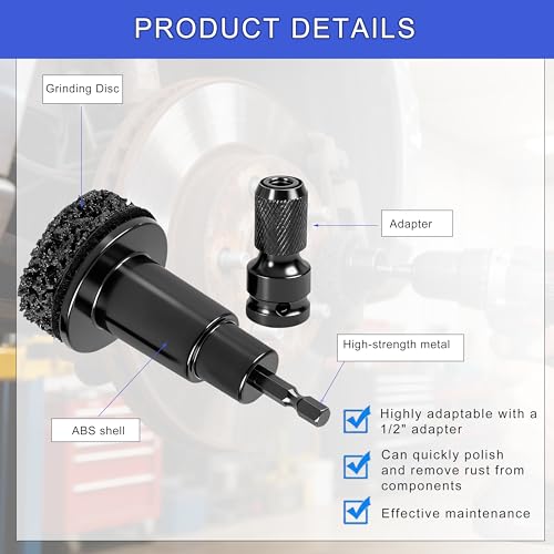 Wheel Hub Cleaning Kit - Wheel Hub & Stud Resurfacing Tool Set with Rust Removal Attachment, Fits 1/2" Wrenches or Electric Drills, Wheel Cleaner for Brakes and Rotors