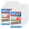 18 Pack Plastic Drop Cloth, 9 x 12 Feet Plastic Sheeting - color: 18p
