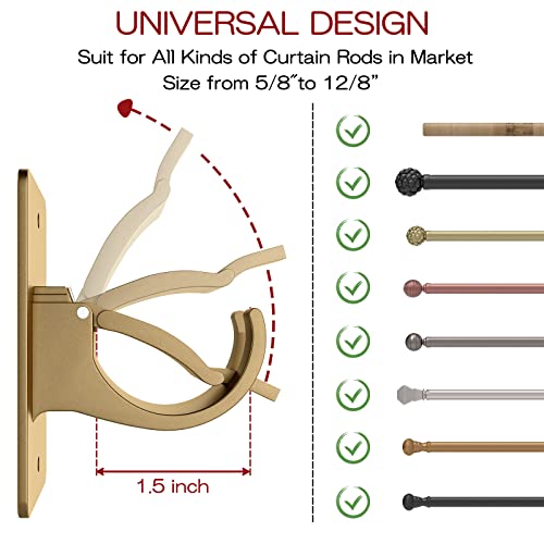 CIEMGNZOC 4PCS No Drill Curtain Rod Brackets, Gold Plastic, Self-Adhesive & Screw Mount, Holds Up To 20 Pounds, Suitable For Rods Up To 1.57 Inch Diameter - color: 4 Pcs Gold