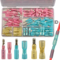 Feggizuli 110pcs Heat Shrink Bullet Wire Connectors Kit, Waterproof Bullet Terminals Connectors Female & Male Wire Crimp Terminals, Marine Grade Bullet Terminals