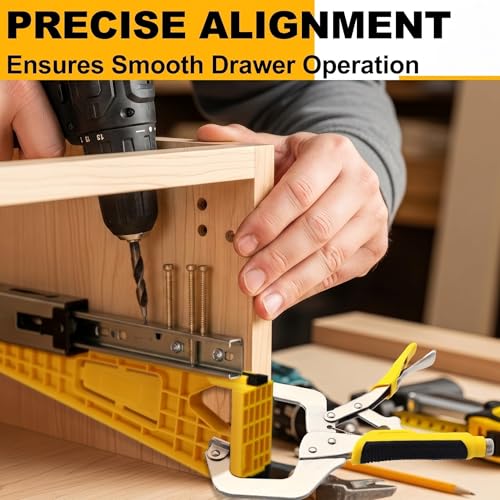 2 Pcs 11" Drawer Slide Jig and 2 Pcs 3" Face Clamps for Cabinets Drawers Desks Furniture Drawer Installation Tool Set Easy Alignment Mounting Hardware Kit Install Cabinet Slides- Set of 2