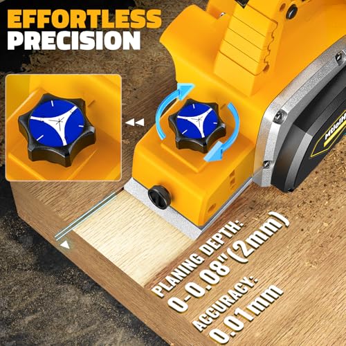 MtiolHig Cordless Planer Compatible with DeWalt 20V Battery,Tool Only - color: Yellow
