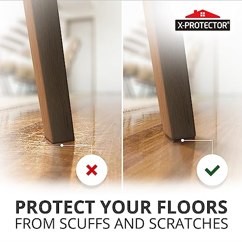X-PROTECTOR Felt Furniture Pads - 32 PCS 1 1/2" Floor Protectors for Chair - size: 1 1/2" 32 Brown, Square
