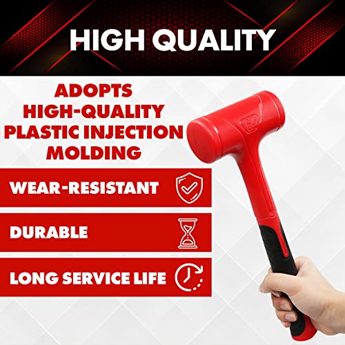 YIYITOOLS Dead Blow Hammer Set, 3 Piece/16oz(1LB),27oz(1.5LB),45oz(3LB),Red and Black, Shockproof Design, No Rebound Mallet Unibody Molded Checkered Grip Spark and Rebound Resistant (YY-3-013) - size: 1-3LB
