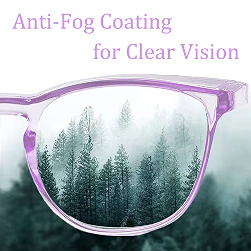 Safety Glasses for Men Women, Anti Fog Safety Goggles Comfortable Blue Light Blocking UV Protective Adult Nurse - color: Square Purple 1pack