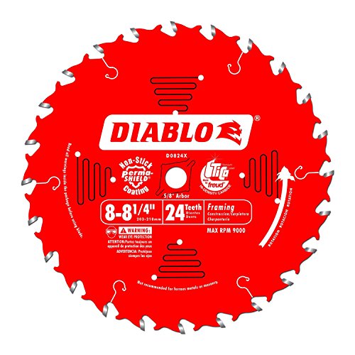 Freud D0824X Diablo 8-1/4-inch 24 Tooth ATB Thin Kerf Framing Saw Blades, 2-Pack