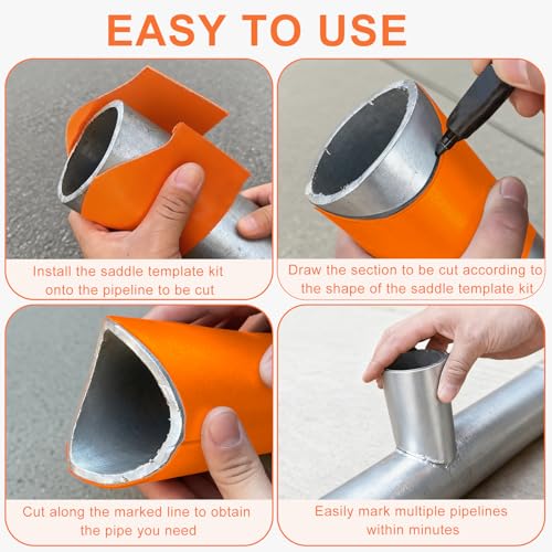 10 Pack Pipe Saddle Template, Precision Pipe Saddle Template Cutting Guide for Accurate Arc Edge Contour, Time-Saving Layout Tool, Welding, Plumbing on ¾ inch to 8 inch (DN20mm-DN200mm) Pipes