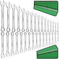 SWANLAKE 32-Piece Combination Wrench Set, SAE and Metric, 1/4"-1" & 7mm-22mm, 12 Point, Chrome Vanadium Steel - style: 32-Piece Combination