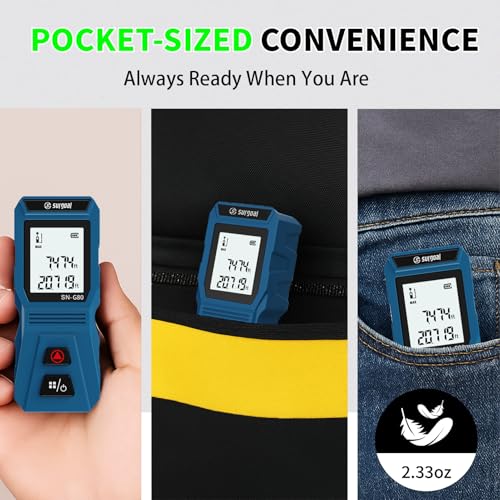 Mini Laser Measure wiht USB-C Rechargeable Pocket-Size Digital Tape 262FT