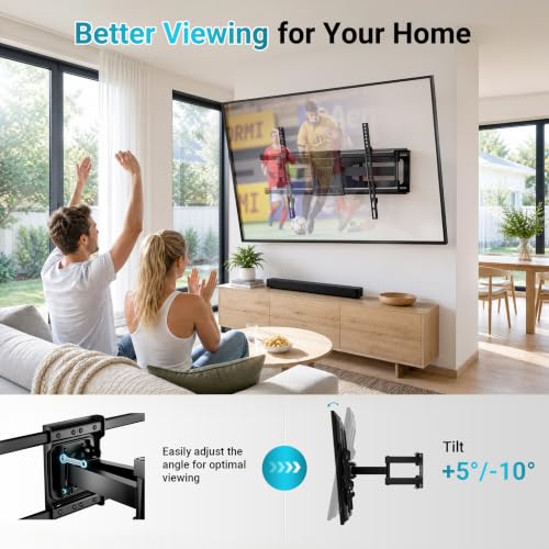 BONTEC Full Motion TV Wall Mount for 37-90 Inch TVs, Heavy Duty Swivel Tilt - size: 37-90 Inch