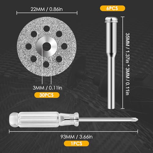 30 Pcs 545 Diamond Cutting Wheel Rotary Tool Cutting Discs (22mm)