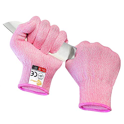 Evridwear Cut Resistant Gloves Food Grade Level 5 Kitchen Safety Protection (Small, Pink) - color: Pink, size: Small (Pack of 1)