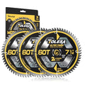 TOLESA 7-1/4 Circular Saw Blades, 60T for Woodworking, 3-Pack - size: 7-1/4'', style: 60T