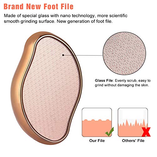 BEZOX Glass Foot File Callus Remover, Crystal Foot Scrubber Pedicure Tool - style: Shinning Golden