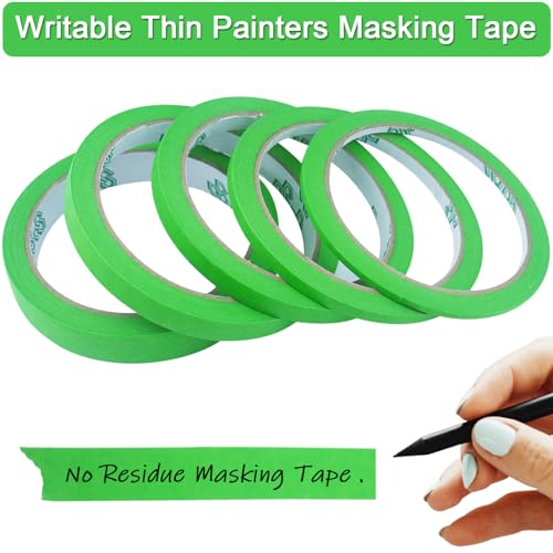 5 Rolls Pinstripe Tape Thin Painters Masking Tape - color: Green