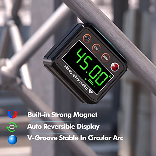 Magnetic Digital Angle Finder Protractor Inclinometer - Mini Digital Level Angle Gauge - Fast & Stable Measurement Tool - Backlit Display & Big Number - Woodworking, Construction