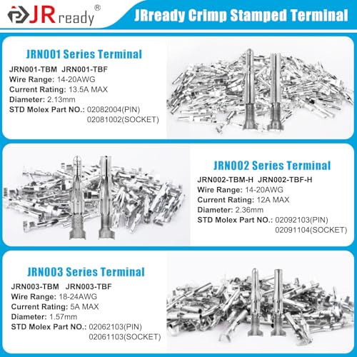 JRready ST6527 150Pairs Pins Terminal Kit 093" 062" Mini-Fit Jr. MLX Micro-Fit Car Automotive Terminals Electrical Pin Connectors 14-20AWG 18-24AWG 20-24AWG Single Pin Sockets Contact Standard Molex - color: 150Pairs Std Molex