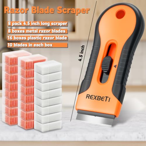 REXBETI Razor Blade Scraper Tool, 8 Pack Windows, Glass Stovetop Scraper - style: Original 8 Pack