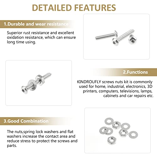 252 Pieces #2-56 x 3/16", 1/4", 5/16", 3/8", 1/2", 5/8", 3/4", 1", Button Head Socket Cap Screws Nuts Washers Assortment Kit, 304 Stainless Steel, Fully Machine Thread - size: #2-56, style: Button Head