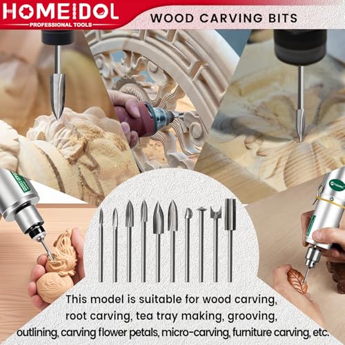 10PCS Wood Carving Drill Bits Set for Dremel Engraving Bits for Wood - style: 【10 PCS】5 Shapes