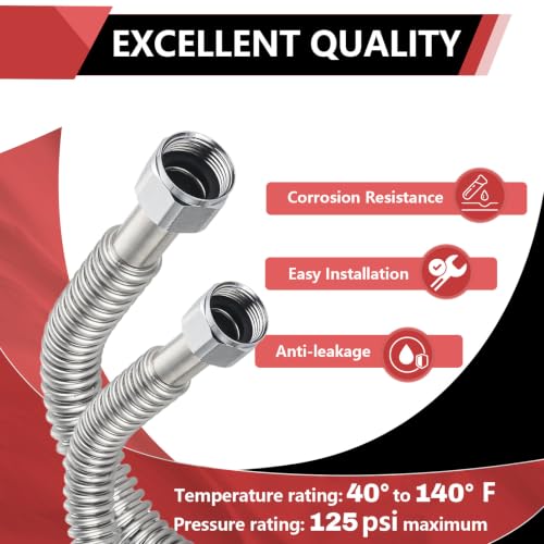 2piece EFIELD Flexible SS Corrugated Hose Connector,1" FIP x18"Length - size: 18"L(1" FIP)