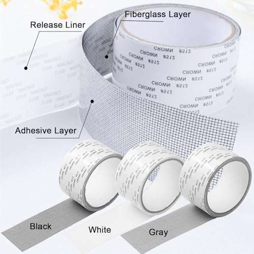 80" Grey Window Screen Repair Tape, Screen Repair Kit for Windows or Doors | （2" W×80" L） Strong Adhesive Screen Repair Tape Fiberglass Screen Tape Mesh Repair - color: Grey-2"x 80"