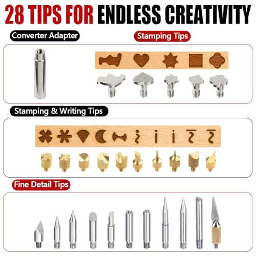 32PCS Wood Burning Kit, Wood Burning Tool – Adjustable Temperature Soldering Iron Tool for DIY, Wood Carving, Embossing, and Craft Projects – Wood Burner Pen Set for Adults and Beginners（Red） - color: Red