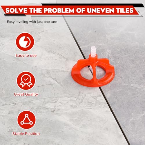 Tile Leveling System 1/16", 300 Pcs Tile Spacers and 100 Pcs Red Cap | Tile Leveling Clips for Wall/Floor Ceramic Tile and Stone Installation, Effortless DIY Install, Precision Gap Control - size: 1/16Inch 300Base+100Caps