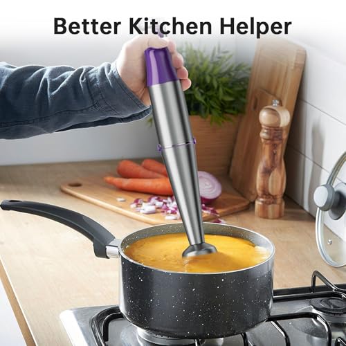 Turelar Immersion Blender Handheld 5 in 1 Hand Blender Set 1100W Heavy Duty - color: Purple, size: 5 in 1