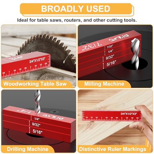 Setup Blocks Woodworking, Setup Blocks Height Gauge Set, 16 PCS Setup Blocks with Set Up Blocks for Woodworking, Case, Square Ruler, Aluminum Setup Bars for Router and Table Saw Accessories - style: Measurement