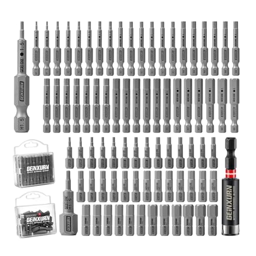 Geinxurn 81Pieces Fixedge Screwdriver Bit Set,1”/ 2” Hex Magnetic Alloy Steel Insert Power Bits Tips(1.5-8.0) with Impact Bit Holder and Portable Storage Cases for Home Repair - size: MIX-81