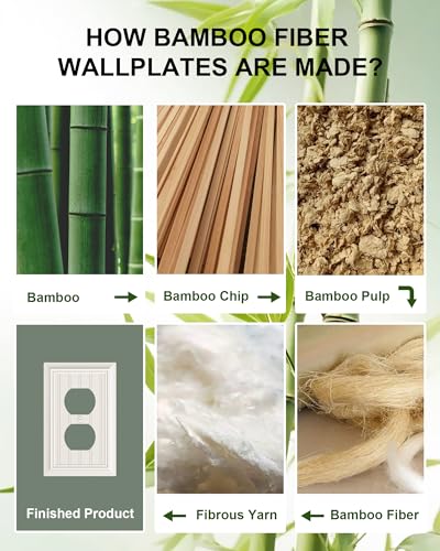 2-Pack Classic Beadboard Natural Bamboo Fiber Duplex Outlet Cover Plate, - color: Light Almond, size: 1 Duplex 2PK