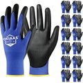 OKIAAS PU Coated Work Gloves Men, Ultra Grip & Lightweight, 12 Pairs Bulk - color: Blue (12 Pairs), size: Small