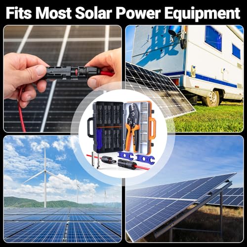 Preciva Solar Crimper Tool Kit, 10 Pairs MC4 Connectors & 2 Wrench, 1 Ratcheting Crimper for 13-9 AWG (2.5-6mm²) Cable, Waterproof PV Connector Assembly Kit with Carry Case for Solar Installation