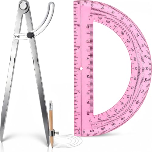 12 Inch Professional Compass for Woodworking with Wing & Protractor, Pink - color: Pink, size: 12 Inch