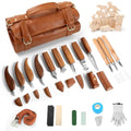 Wood Carving Kit,38pcs Wood Carving Tools with 9 Wood Carving Knives,3 Detail Knives,14 Basswood Blocks,Ergonomic Handle Design,Thick Leather Storage Bag,Whittling Kit for Beginners Adults Kids Hobby - size: 38PCS Wood Carving Tools