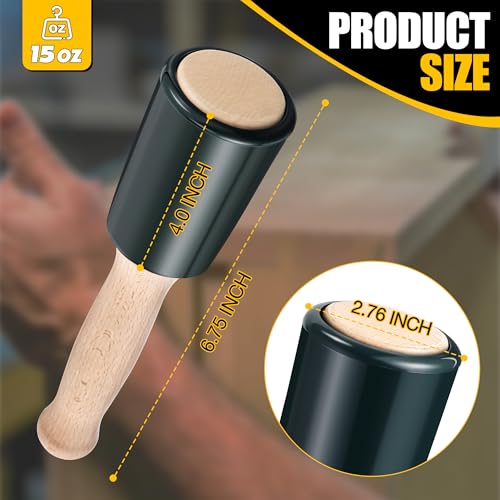 Precision 15oz Wood Carving Mallet for Woodworking, Ergonomic Wooden Handle