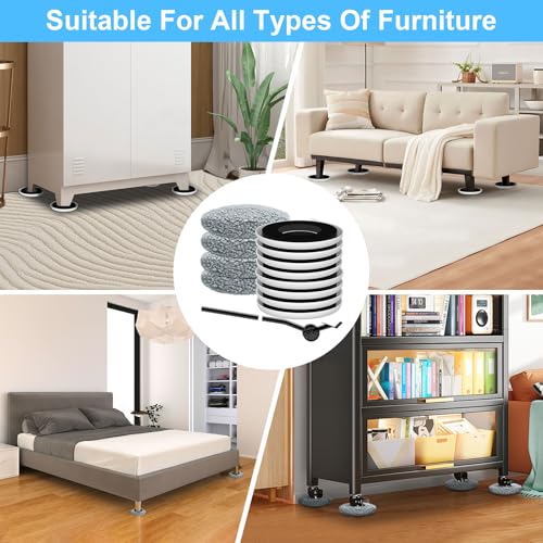New Upgrade Furniture Sliders - Multi-Surface 3-in-1 Movers Sliders - size: 4.3in Round 8+4+1Pack