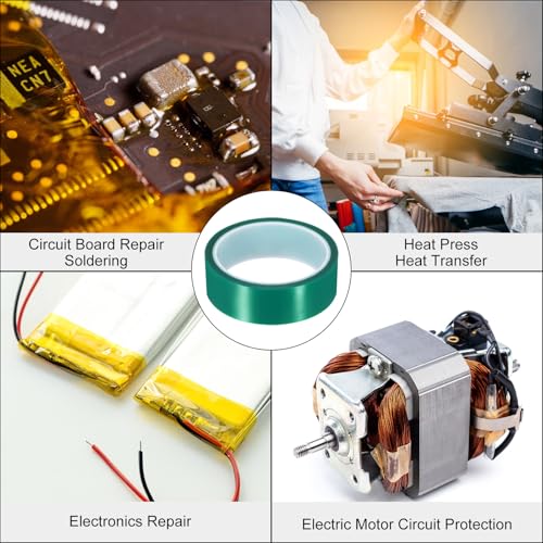 uxcell Green Heat Tape, 1 Roll 30mmx33m 108ft High Temperature Heat Resistant Tape for Sublimation,Heat Vinyl Press,Heat Transfer, Circuit Board, No Residue - color: Green, size: 30mmx33m