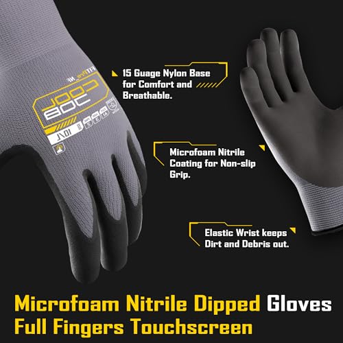 COOLJOB 3/12/36 Pairs Safety Work Gloves, Microfoam Nitrile Rubber Coated - size: X-Large, style: 3 Pairs
