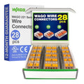 WAGO 221 Series 28pc Compact Splicing Wire Connectors | Includes (10x 221-412) (10x 221-413) (8X 221-415) | WAGO Wire Connectors | Electrical Splicing Lever Nuts | 221 Series Lever Nuts | 2-3-5 Ports - style: NAA221-28